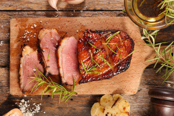 duck fillet cutting on board